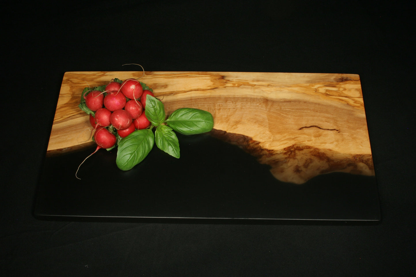 CUSTOM MEDIUM OLIVEWOOD & resin serving board from Mountain Standard Studio. ~ 17 x 9". Breakfast tray, charcuterie board, unique gift.