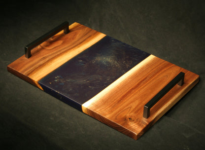 CUSTOM MEDIUM WALNUT resin serving board from Mountain Standard Studio. ~ 17 x 9". Breakfast tray, charcuterie board, unique gift.