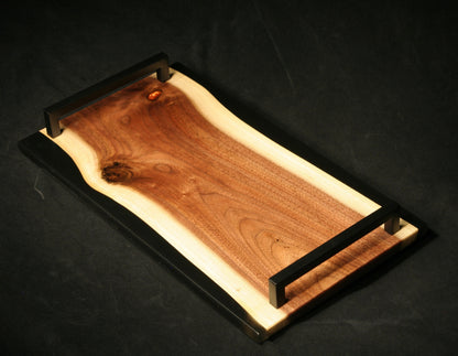 CUSTOM MEDIUM WALNUT resin serving board from Mountain Standard Studio. ~ 17 x 9". Breakfast tray, charcuterie board, unique gift.