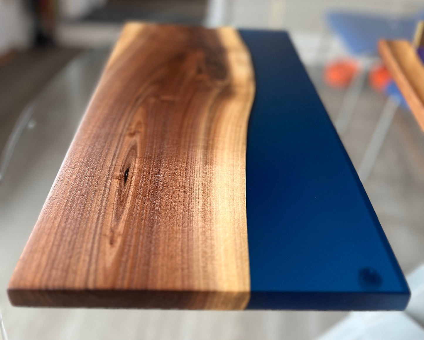 CUSTOM MEDIUM WALNUT resin serving board from Mountain Standard Studio. ~ 17 x 9". Breakfast tray, charcuterie board, unique gift.